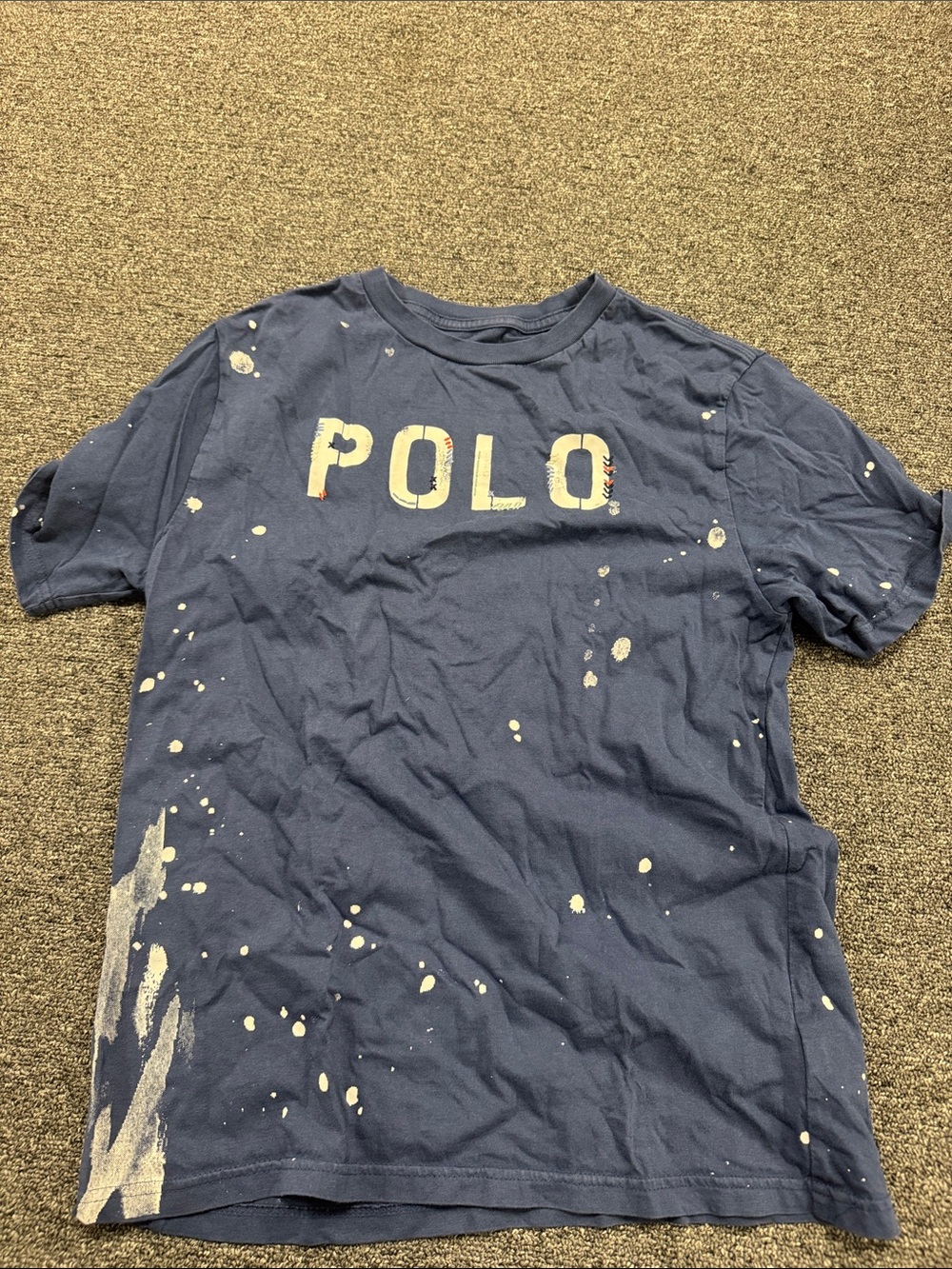 Polo by Ralph Lauren Navy Graphic Tee with White Paint Splatter - Kids